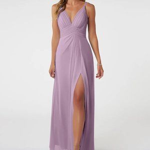Like NEW Azazie Maren Allure A-Line Lace Chiffon Floor-Length Dress in Wisteria